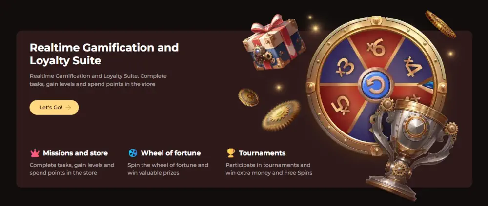 Zestaw gamifikacji Vinci Spin w czasie rzeczywistym z kołem fortuny i nagrodami lojalnościowymi